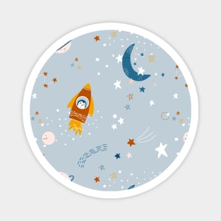 Pattern with stars, rockets and planets Magnet